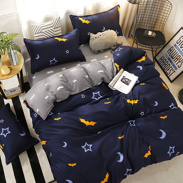 

star moon animal print bed cover set boy cartoon duvet cover child bed sheets and pillowcases comforter bedding set 61037