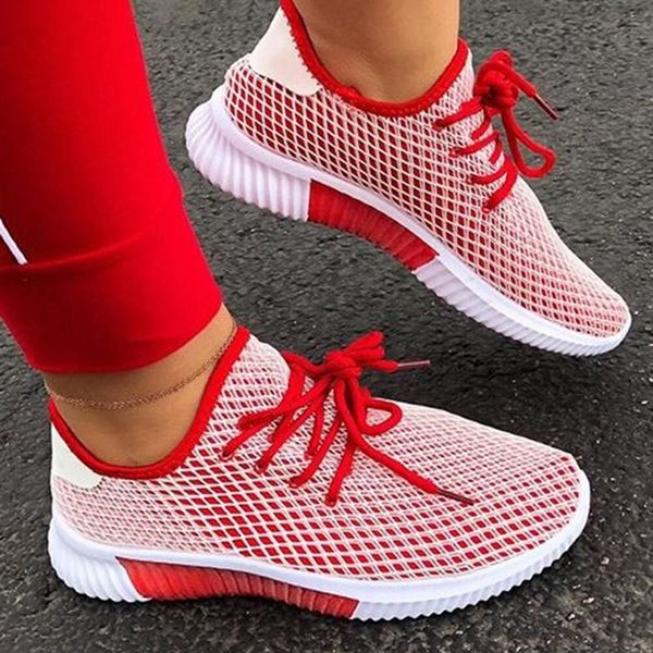 

2020 fashion vulcanized shoes woman outdoor lightweight casual shoes breathable lace up sneakers women zapatillas mujer, Black