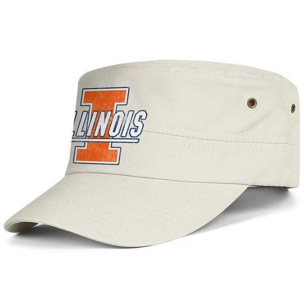 

illinois fighting illini basketball old print logo black men women military fitted cadet cap army hat tactical cap sun hat student mili, Blue;gray