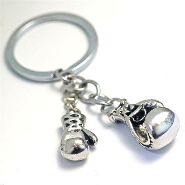 

keychain creative keychain new boxing gloves keychains men solid alloys drawing pattern metal plated sports key rings keys gift, Silver
