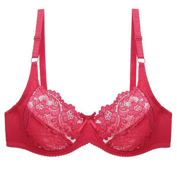 

lace bras for women plus size bra ultrathin lingerie transparent bralette female brassiere underwear d e cup#f, Red;black