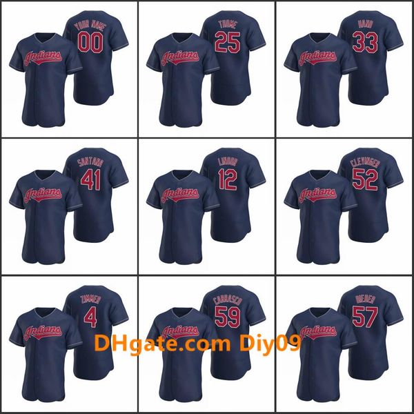 

cleveland indians men #11 jose ramirez 12 francisco lindor 30 tyler naquin women youth custom authentic 2020 alternate jersey, Black