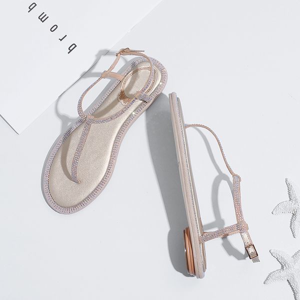 

sandals 2019 ankle-strap shoes women flat sandals crystal band summer shoes girl flip flops big size bohemia cs04, Black