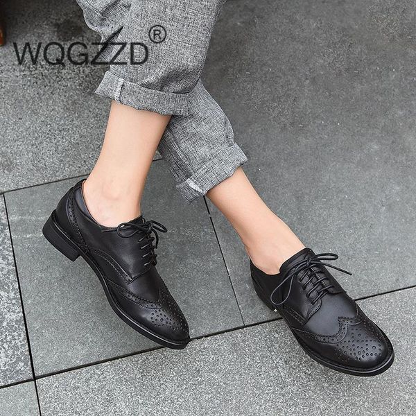 

brouges flats shoes genuine leather flat shoes women oxfords for women zapatos mujer, Black