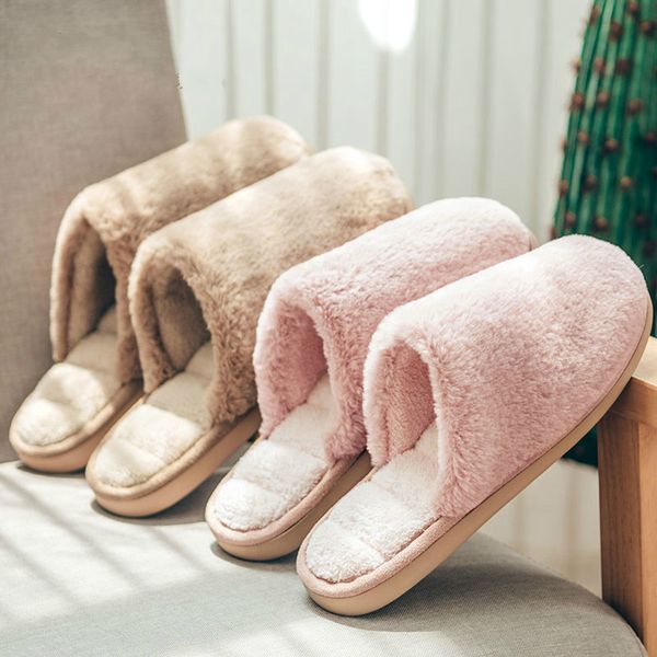 

winter fur slippers men 2020 fashion comfortable warm home shoes men indoor couple slippers zapatos de hombre male anti-slip, Black