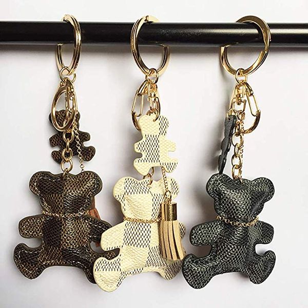 

3 цвета медведь key chain аксессуары кисточкой брелок кожа pu медведь pattern автомобилей keychains женщин сумка шарм ювелирные изделия рожд, Silver