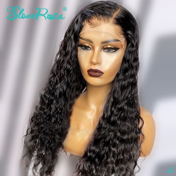 

13x4 curly lace front human hair wigs 130% deep wave wig peruvian remy for black women with baby hair bleachedknots sloverosa