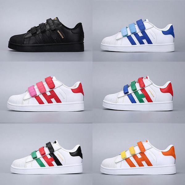 

2020 classic youth stan smith superstar kids girls child boys baby children shoes casual sport kids sneakers size 24-35, Black
