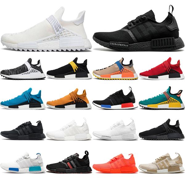 

new nmd human race running shoes pharrell williams hu white black yellow red grey mens womens sports sneakers size 36-45, White;red