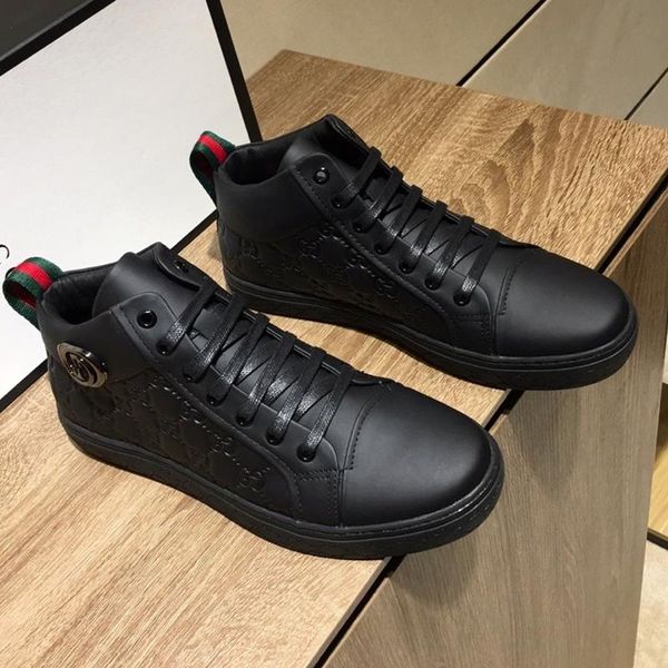 

fashion luxury mens casual shoes genuine leather lace-up men shoes quality mens sneakers fashion platforms big size for men, Black