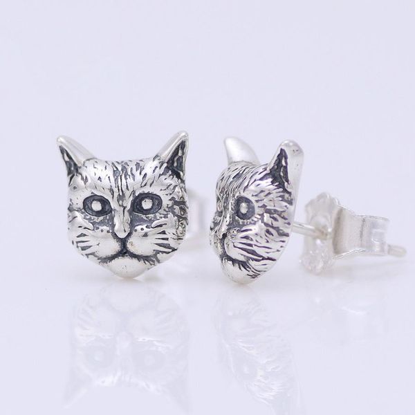 

sterling silver cat earring women ins party jewelry, Golden
