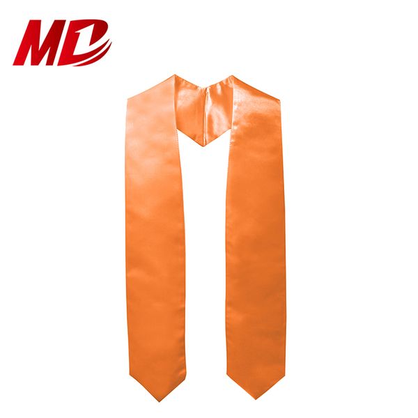 

graduationmall graduation plain stole satin fabric in orange, White