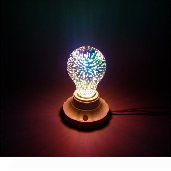 

magic e27 3d silver plated glass led colourful dream fantasy fireworks edison star retro filament light bulb a60 for holiday christmas party