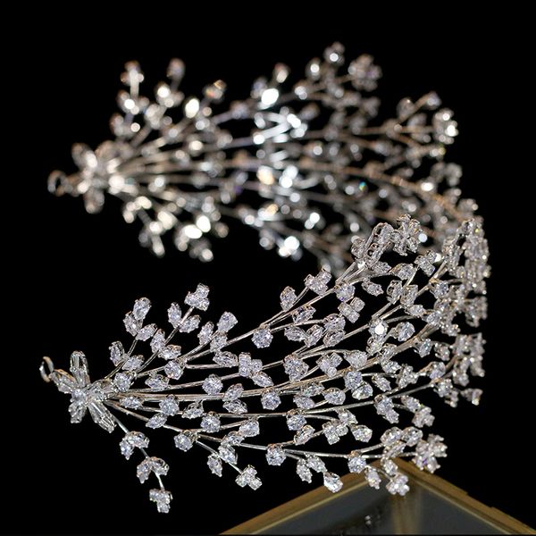 

new design tiara luxury elegant women's wedding hair accessories headdress and crown of zirconia women's accessories mx200720, White;golden