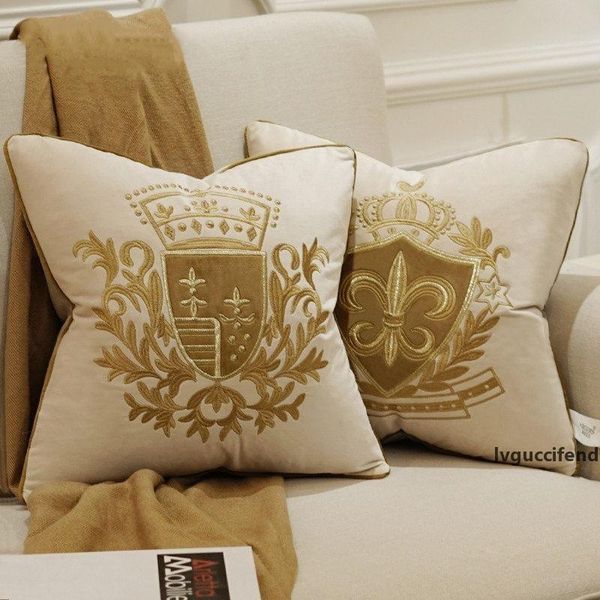 

45*45cm embroidery velvet cushion cover luxury european pillow cover pillowcase geometry home decorative sofa chair throw pillow