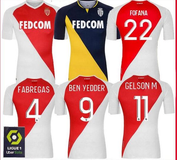 

maillots de foot 20 21 as monaco soccer jerseys keita balde ben yedder gelson 2020 2021 home away fabreags golovin men kids football shirt, Black;yellow