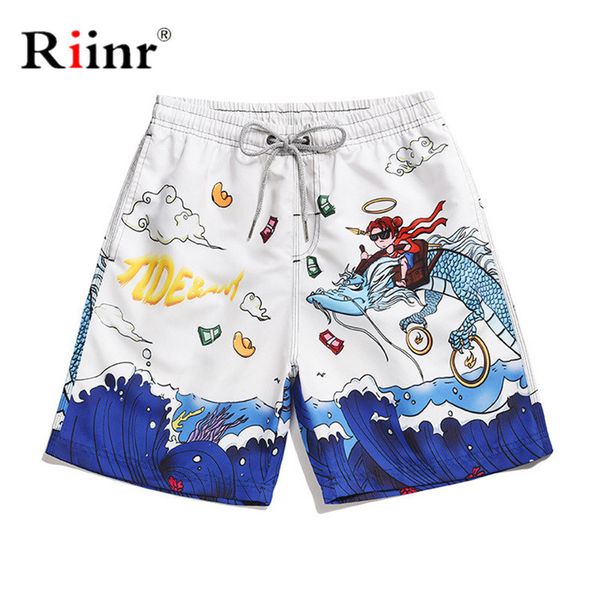

riinr summer new beach bermudas shorts swimwear board shorts sweat beach ssurf mens swimsuits bathing suit male swimming trunks, White;black