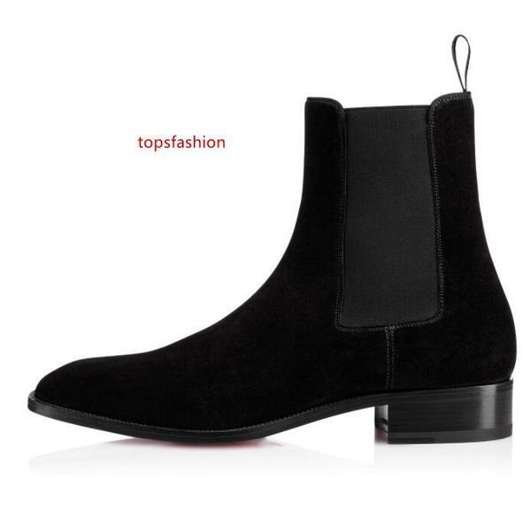 

горячее сбывание из натуральной кожи ботильонов мужчина скольжение на красном bottom samson 02man ботильоны luxury дизайнер открытого famous, Black;green