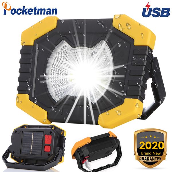 

100w led work light 180 degrees adjustable lanterns built-in battery spotlight rechargeable solar energy for outdoor camping
