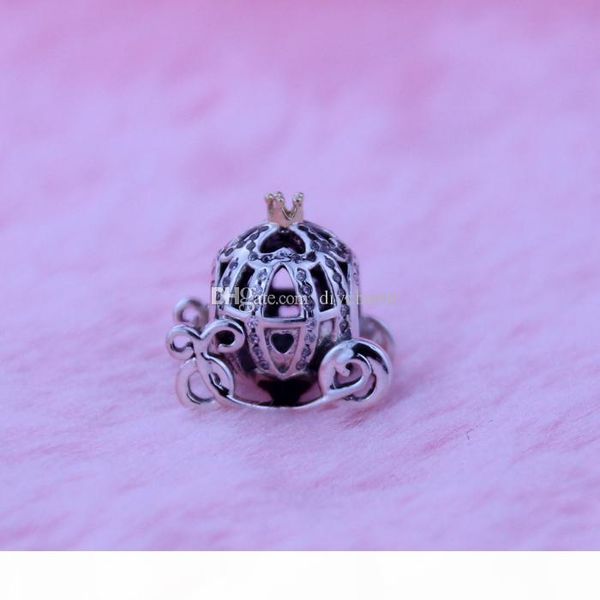 

loose beads fits for designer bracelets cinderella pumpkin silver beads new original 925 sterling silver charms gold plated diy wholesale, Black