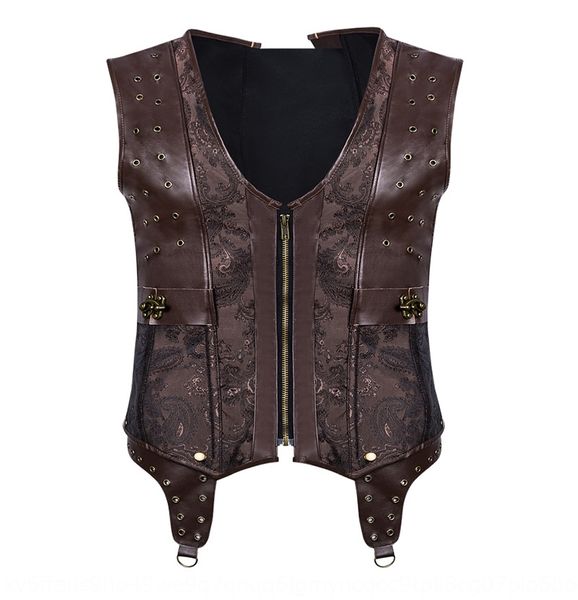

new men's steampunk gothic palace new men's vest zipper steampunk gothic zipper corset vest palace corset, Black;brown