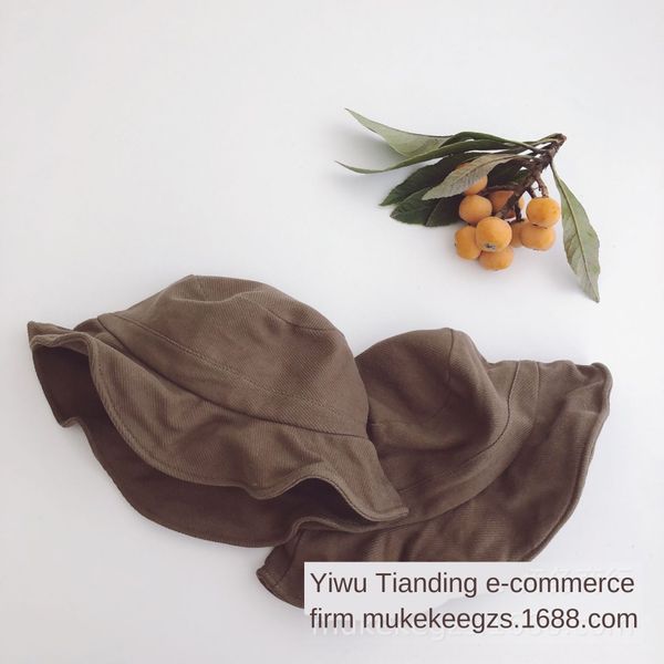 

qeluf tianding korean bucket bucket hatsteel wire fisherman cap style solid color steel wire edge children's concave shape flower pot h, Yellow