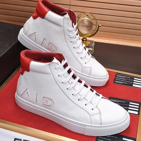 

lightweight high reverse sneakers in leather mens boots luxury sneakers lace -up casual plus size men shoes herren luxus marken schuhe, Black