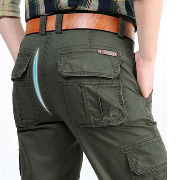 

men's pants 2021 spring cargo tactical cotton casual camouflage trousers men pantalon homme, Black
