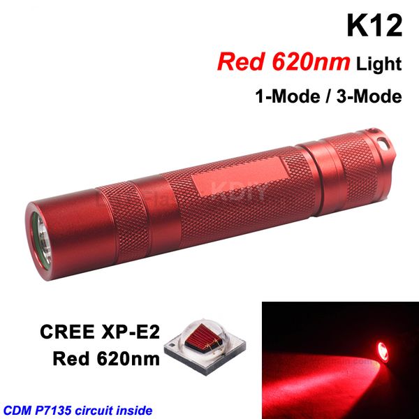 

kdiy k12 cree xp-e2 red 620nm 600 люменов красный светодиод - (1x18650