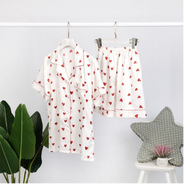 

short-sleeved pants two-piece suit love printed suit cute sweet trousers pajamaspajamas pajamas plus size artificial home wear, Blue;red