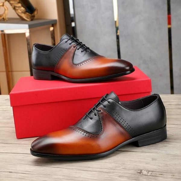 

orignal box] brand new fre mens oxfords dress casual walking real leather office wedding breathe shoes size 38-45, Black