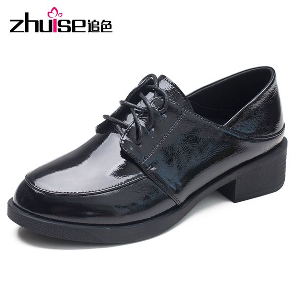 

zhuise leather shoes deep mouth single shoes women 2020 spring and autumn new women's garden head high heels women, Black