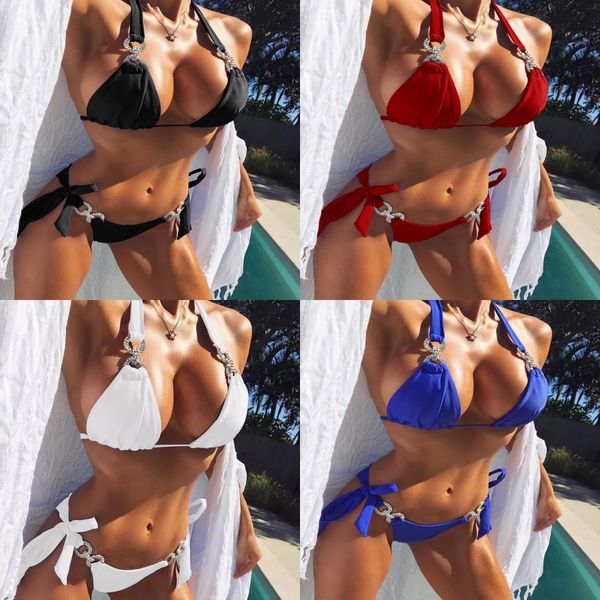 

bikini diamond swimsuit crystal women swimwear nude bikinis brazilian rhinestone beachwear push up bikini 2020 bandage biquini#268, White;black