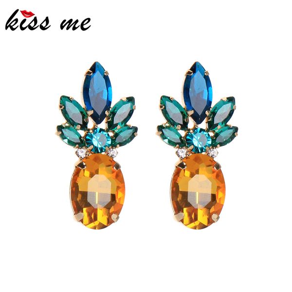 

kissme classic crystal glass drop earrings for women anniversary gift gold color alloy earrings new fashion jewelry accessories, Silver