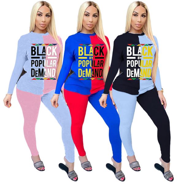 

женщины две пьесы tracksuit марка письмо черный всенародным спрос лоскутная с длинным рукавом футболка брюки свитера брюки спортивный костюм, White