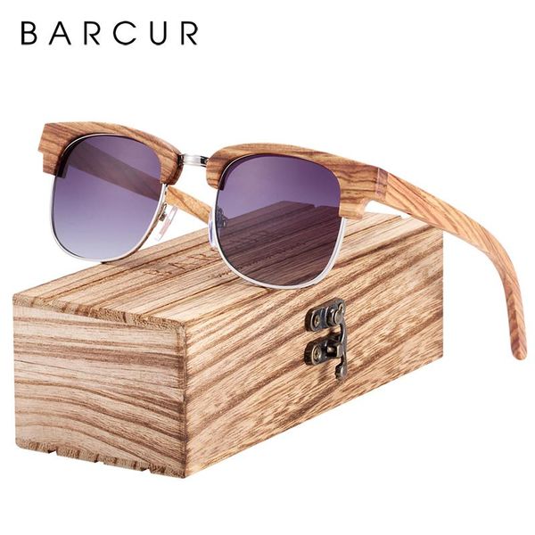 

barcur polarized zebra wood square sunglasses men gradient lens women uv400 protection oculos de sol masculino t200619, White;black