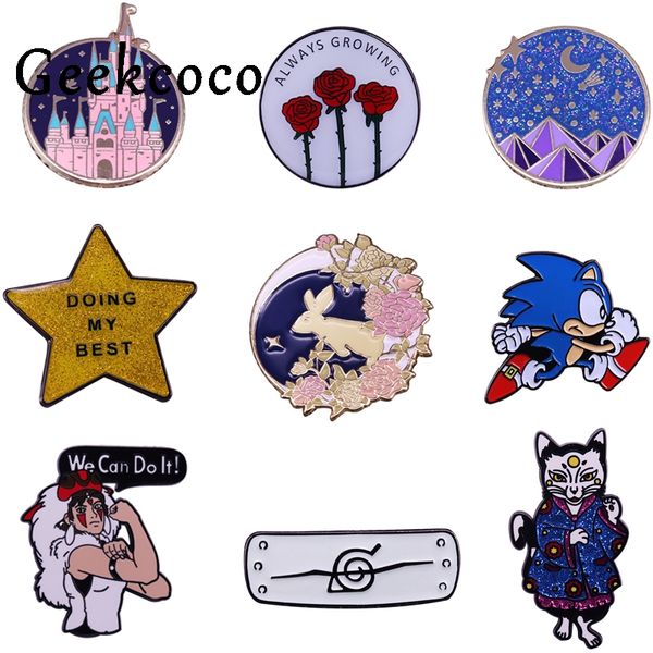 

j1387 geekcoco мультфильм металл замок брошь воротник rond pin джинсы рубашка сумки значки на рюкзак мы можем сделать это pins, Gray