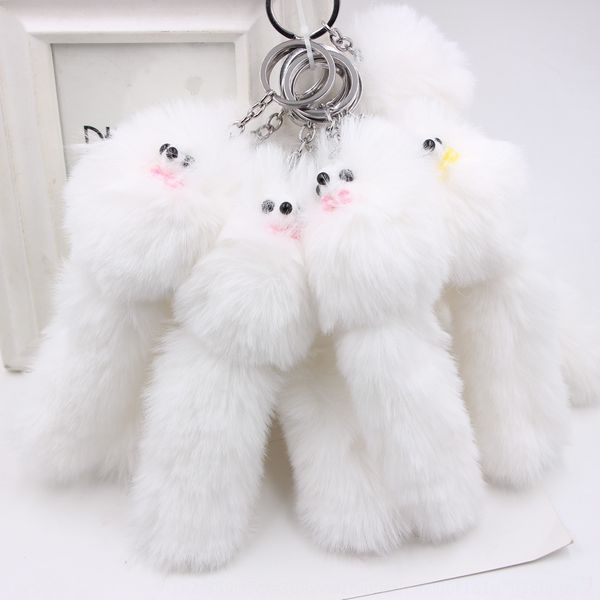 

cute little fox fur bag accessories women's plush carkey chain chain pendant pendant, Silver