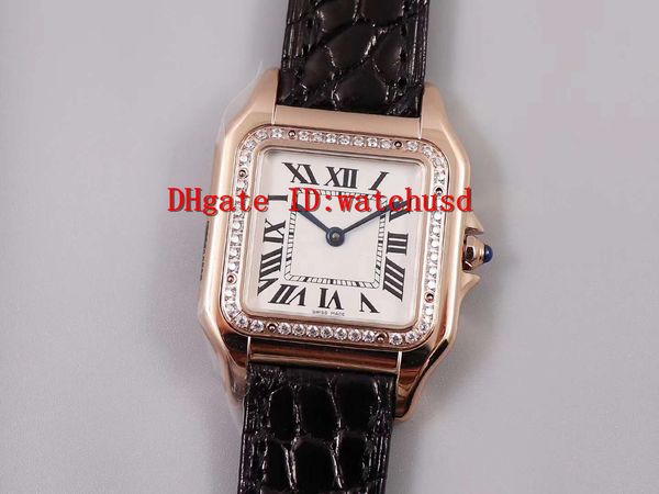

8848 factory panthÃ¨re luxury watches 18k rose gold business watch rectangle wristwatch diamond bezel sapphire swiss automatic mechanical, Slivery;brown
