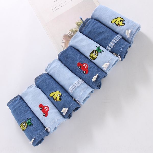 

summer korean style small and medium-sized children's light and anti mosquito jeans jeans embroidered denim pants anti-mosquito pants, Blue