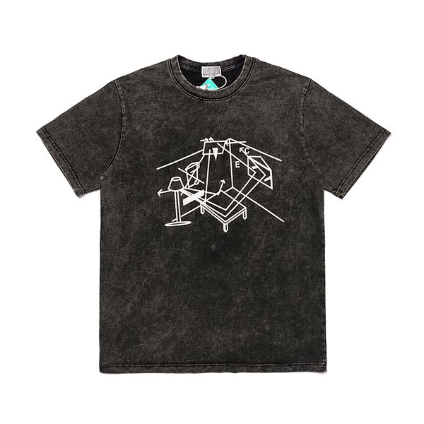 

t-shirt dyed washed tees men women hip hop grey black, White;black