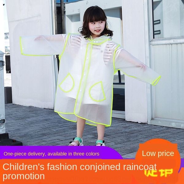 

children's baby transparent one-piece covered raincoat single long children's cloak cloak raincoat outdoor hiking poncho, Red;brown