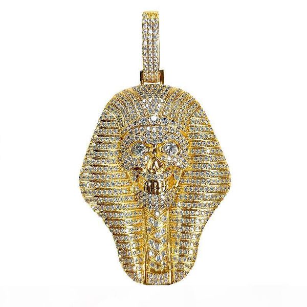 

24k gold iced out egyptian pharaoh copper crystal zircon diamonds pendant necklace vacuum plated jewelry pop necklace, Silver