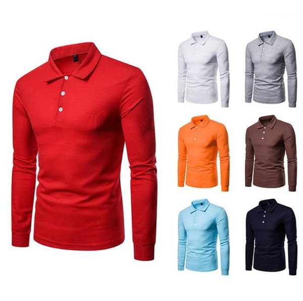 

сплошной цвет mens polos вскользь отворотом шеи длинным рукавом тонкий homme polos мода плюс размер man тройники, White;black