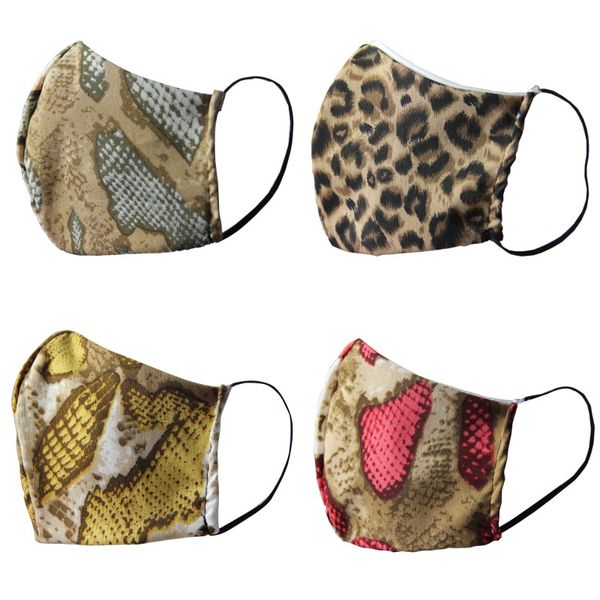 

fashion serpentine cotton face masks leopard printed respirator washable spots snake skin smog proof mascarilla reusable breathable 4dj c2