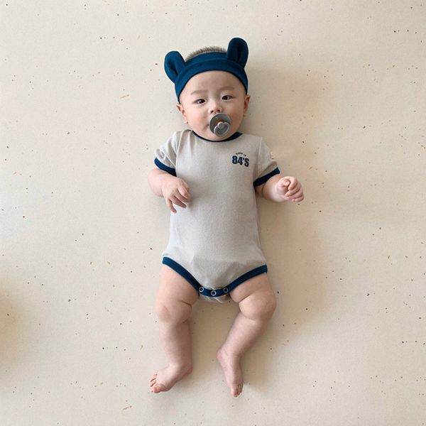 

baby boys clothes sports style baby bodysuit pure cotton baby boy bodysuits infant girls clothes with headband, Blue