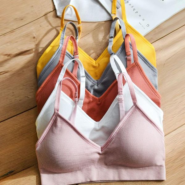 

2020 mini camisole bra wireless padded bra tank seamless sports with straps for women cropped solid, White;black