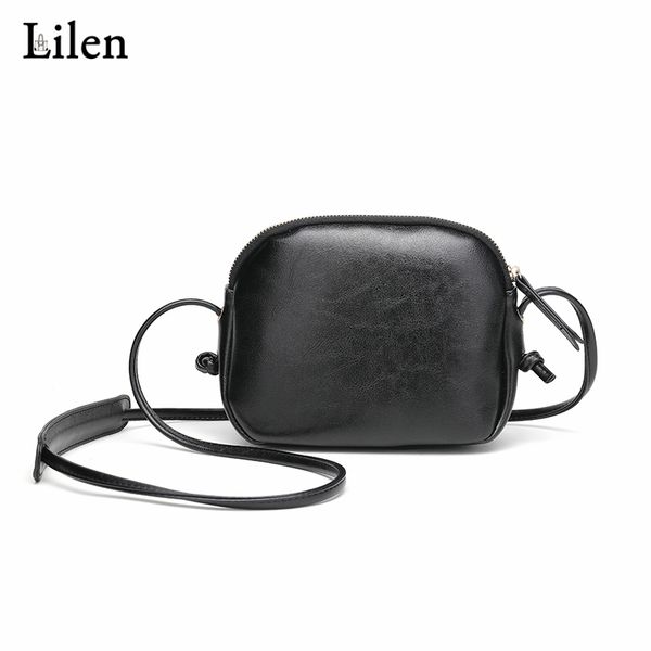 

lilen retro oil wax pu leather solid color shell bag women simple shoulder mini messenger small bag