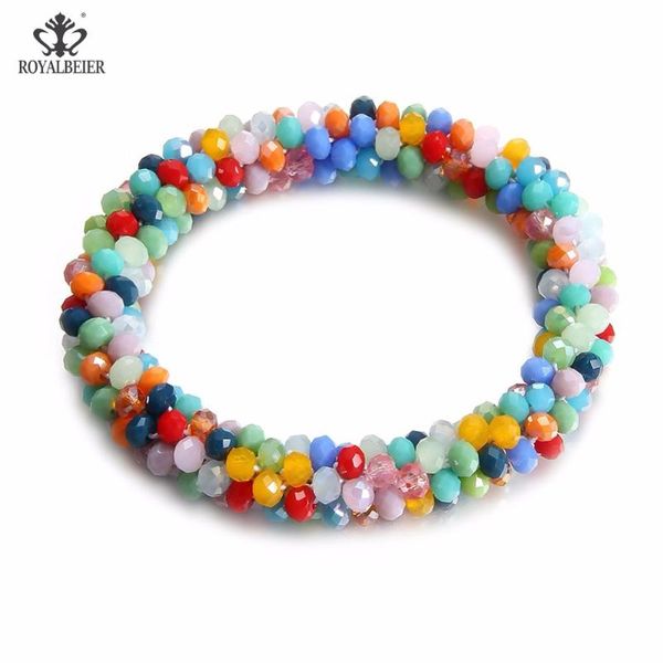 

royalbeier 2020 new arrival stretch glass beads chakra stones bracelet bohemia rhinestone charm bracelets wrap bracelets pulsera, Red;blue