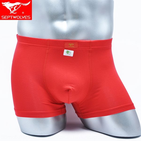 

2 pieces of seven wolves boxed men's bamboo fiber lucky boxer 04107 red underpants underpants year of life boxer underwear, Black;white